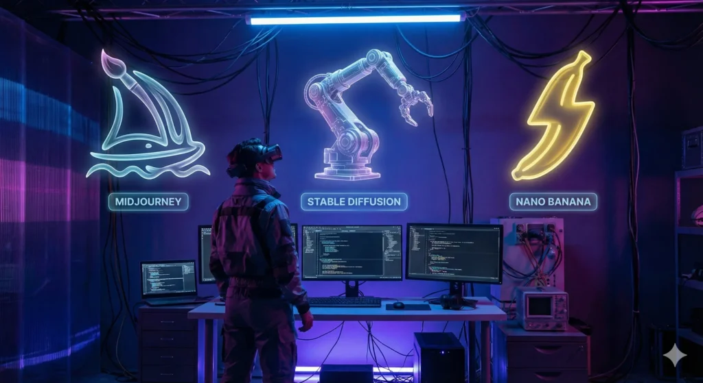 2026년 대표 AI 그림 도구 3가지를 비교하는 크리에이터