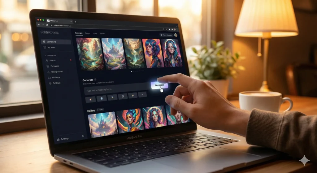 미드저니 웹사이트 인터페이스 화면