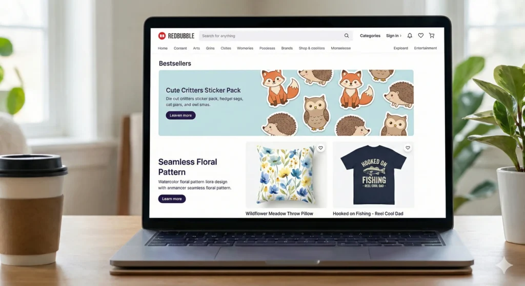 레드버블에서 인기 있는 스티커, 패턴, 니치 마켓 상품 예시