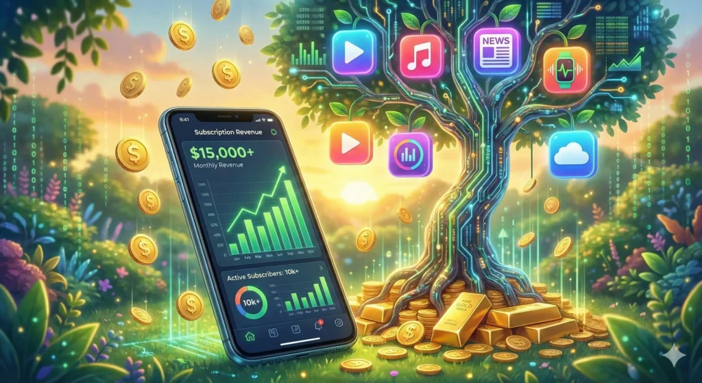 앱 구독 모델을 통한 수익 창출 이미지