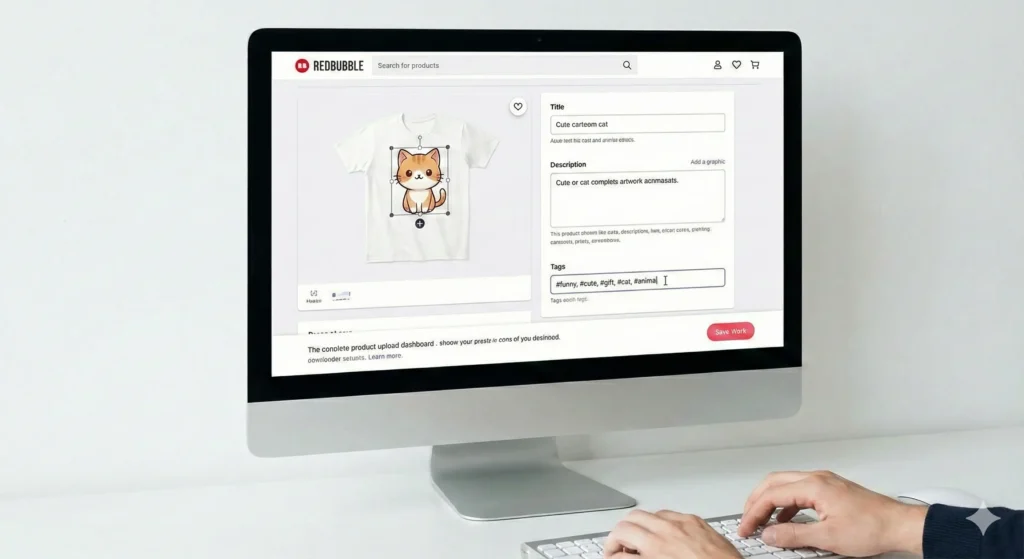 레드버블 상품 등록 화면에서 디자인 위치 조정 및 태그 입력