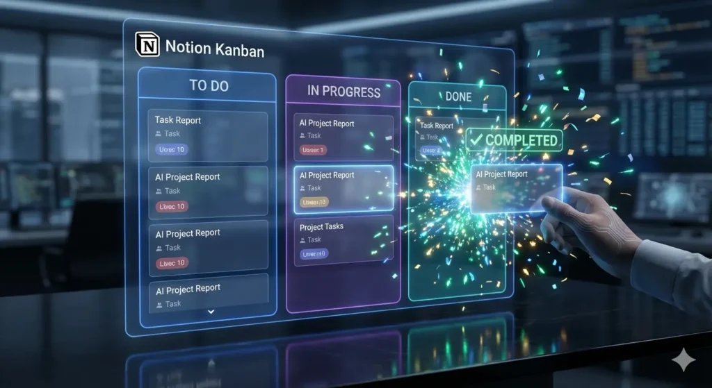 프로젝트 진행 상황을 관리하는 노션 칸반 보드 템플릿