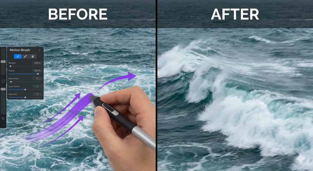 런웨이 모션 브러시 기능으로 정지된 이미지에 움직임을 주는 방법