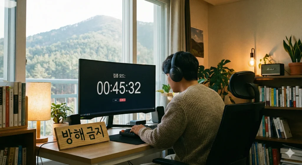 방해 요소를 차단하고 포모도로 타이머와 함께 몰입하는 업무 환경