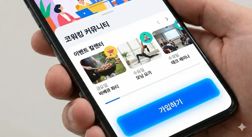 글로벌 코워킹 스페이스의 다양한 네트워킹 이벤트 캘린더 앱