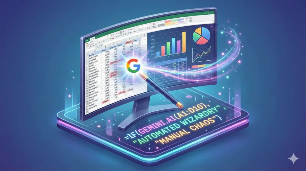 제미나이 개인 비서가 엑셀 함수와 데이터 분석을 자동화하는 모습