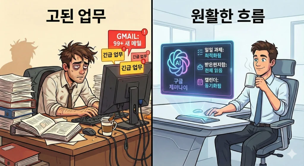 제미나이 개인 비서 도입 전후의 업무 환경 비교